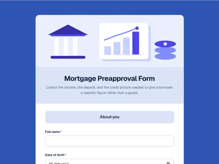 Mortgage Preapproval Form template preview