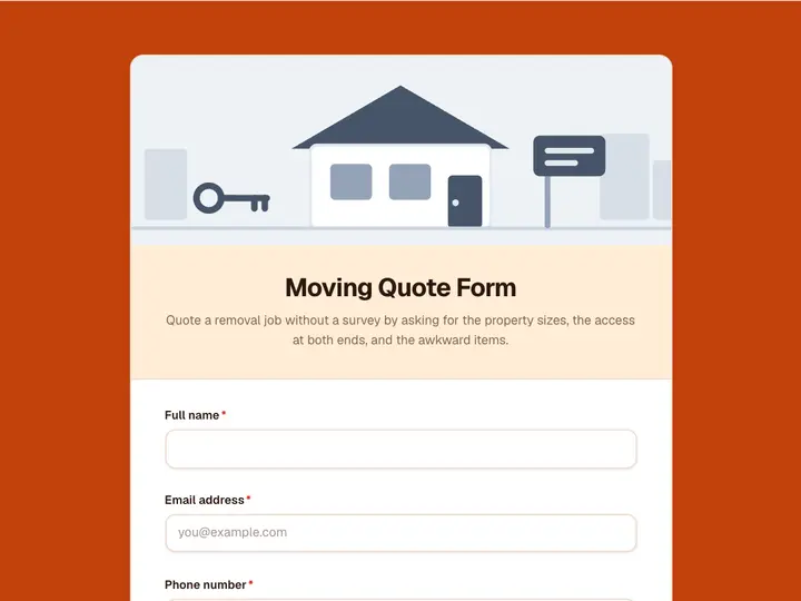 Moving Quote Form template preview