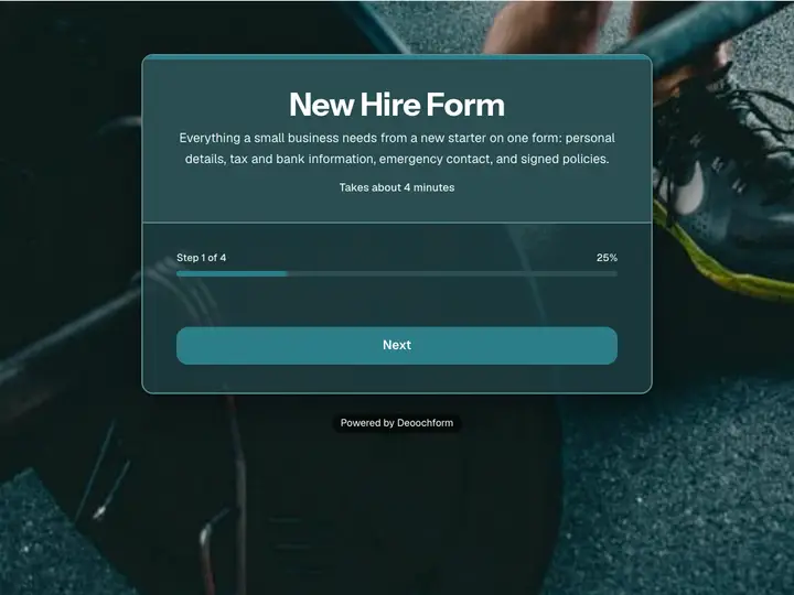 New Hire Form template preview
