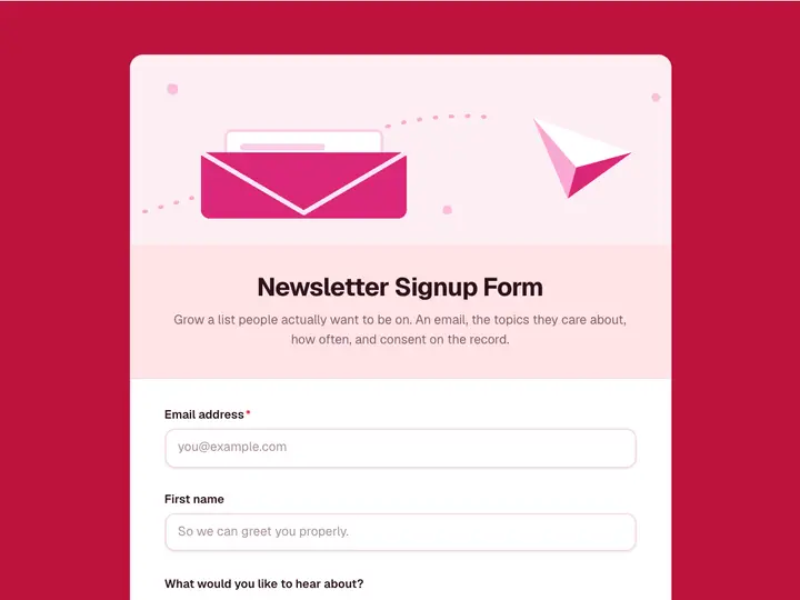 Newsletter Signup Form template preview