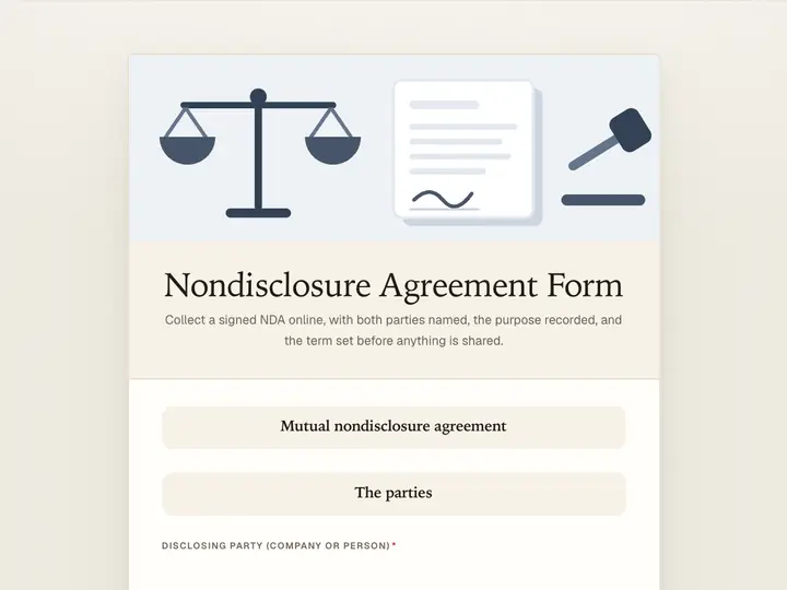 Nondisclosure Agreement Form template preview