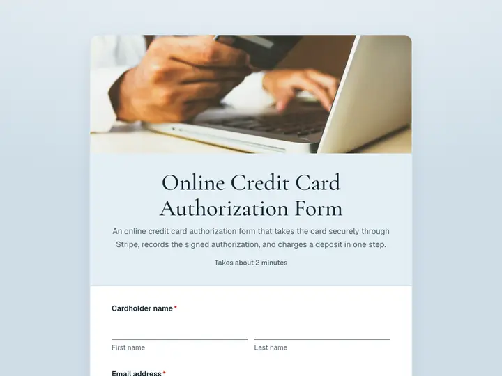 Online Credit Card Authorization Form template preview