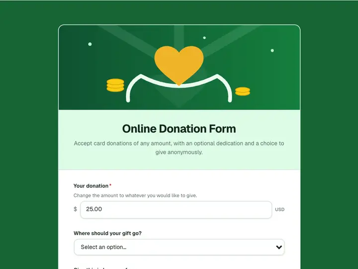 Online Donation Form template preview