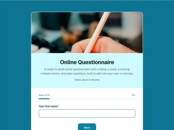 Online Questionnaire template preview