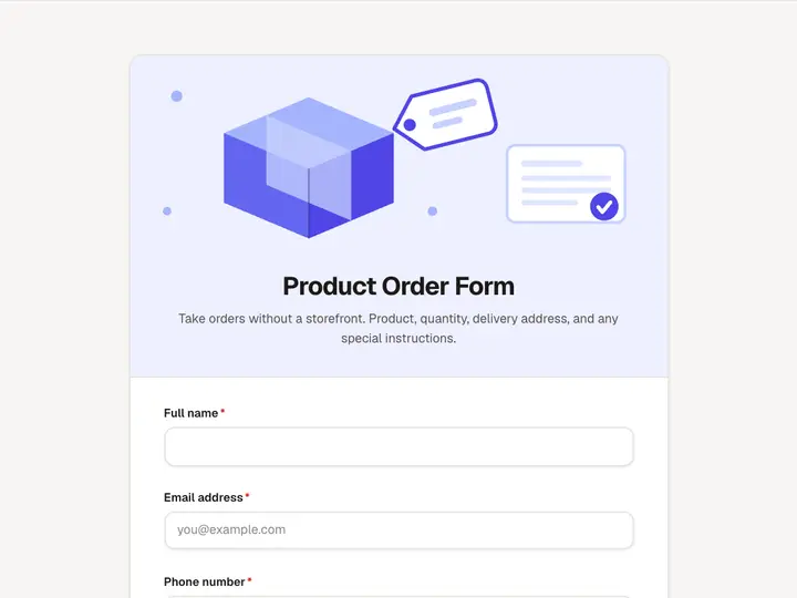 Product Order Form template preview