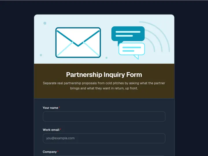 Partnership Inquiry Form template preview