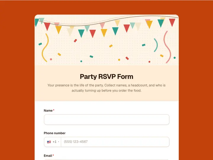 Party RSVP Form template preview