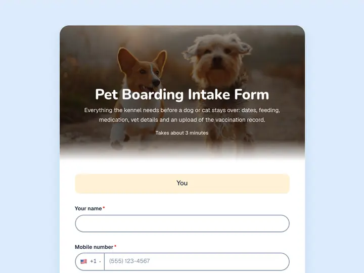 Pet Boarding Intake Form template preview