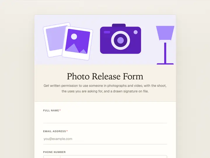 Photo Release Form template preview