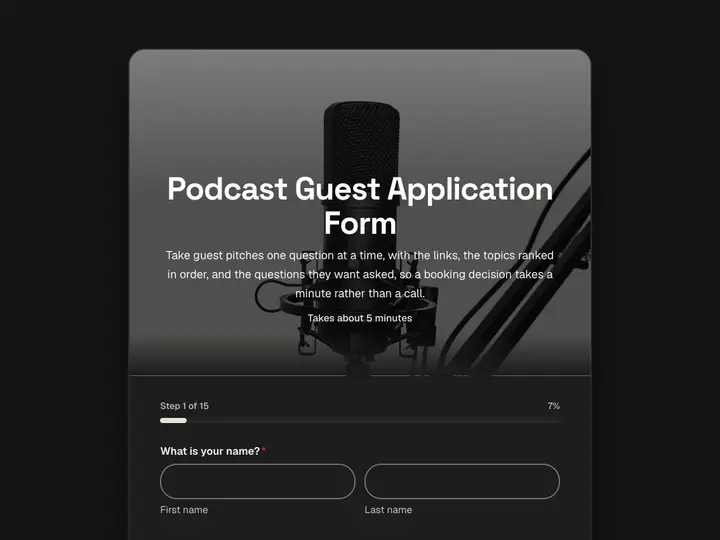 Podcast Guest Application Form template preview