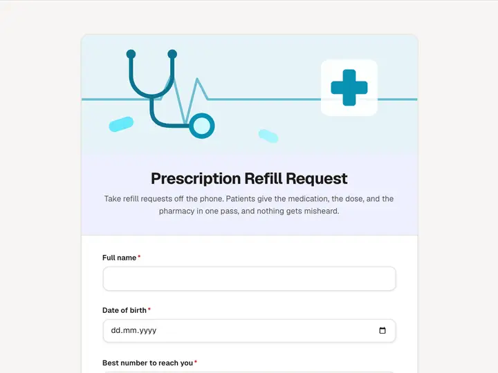 Prescription Refill Request template preview