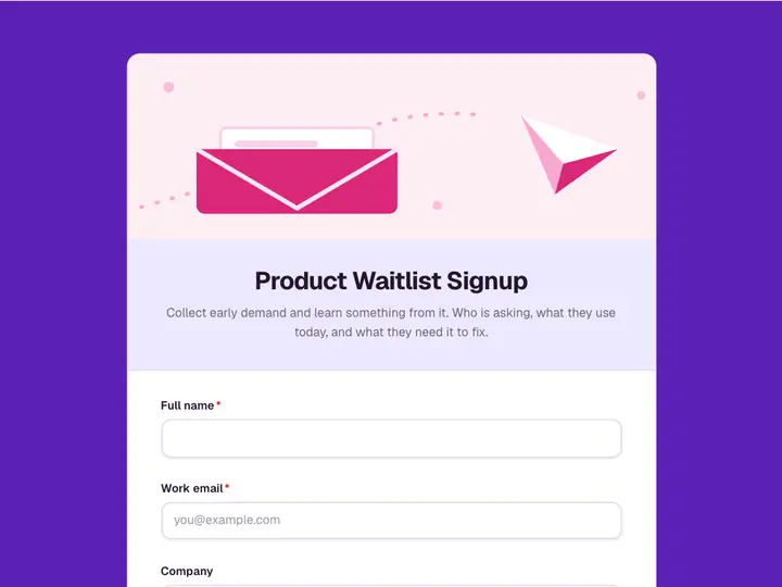 Product Waitlist Signup template preview