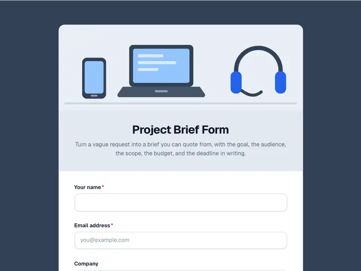 Project Brief Form template preview