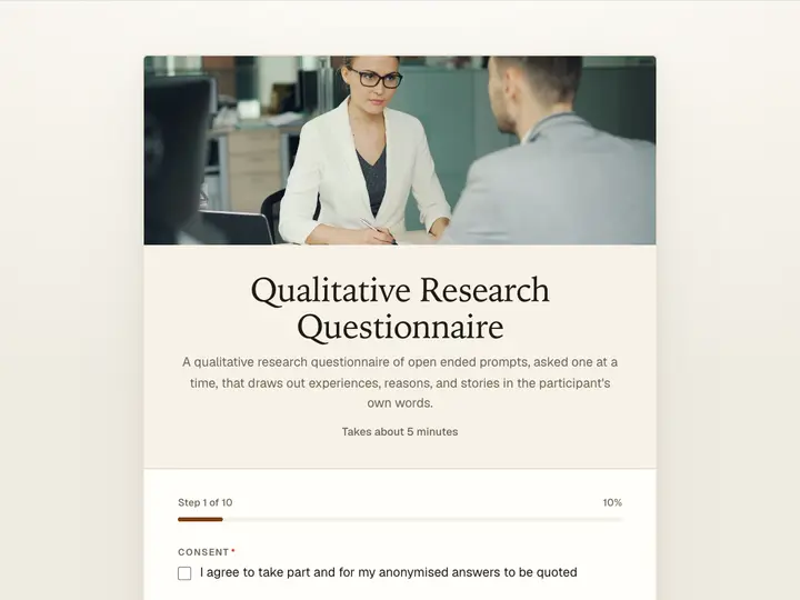 Qualitative Research Questionnaire template preview