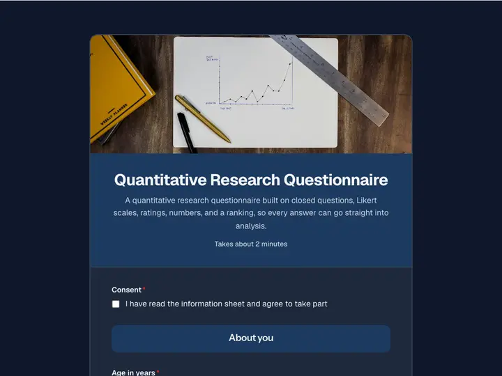 Quantitative Research Questionnaire template preview