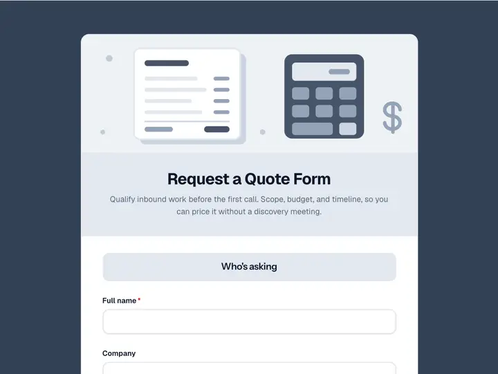 Request a Quote Form template preview