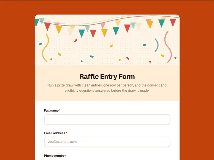 Raffle Entry Form template preview