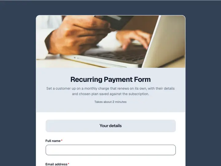 Recurring Payment Form template preview