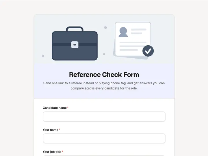 Reference Check Form template preview
