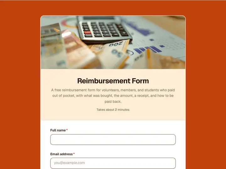 Reimbursement Form template preview