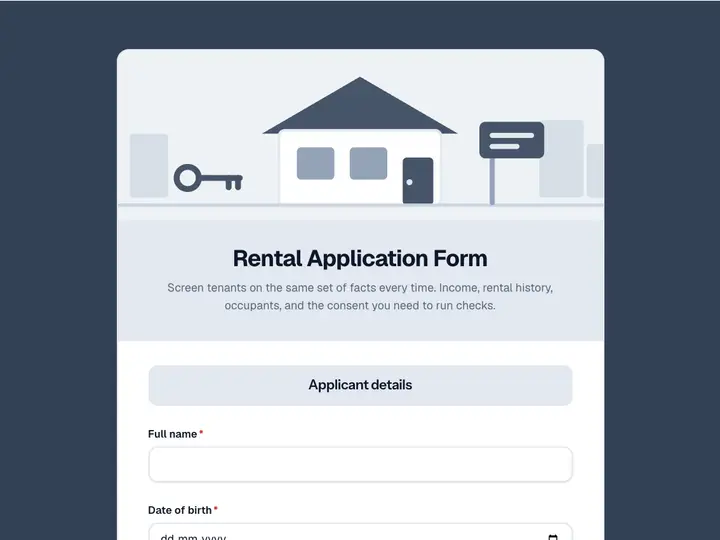 Rental Application Form template preview