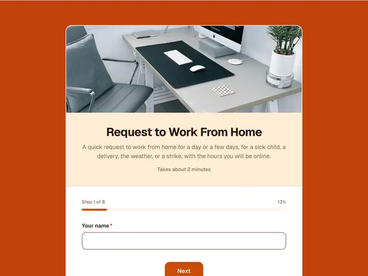 Request to Work From Home template preview