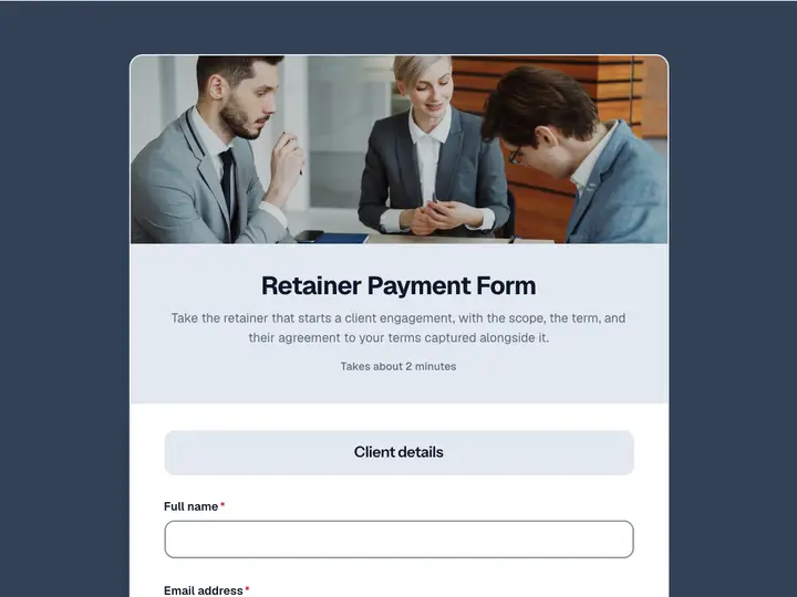 Retainer Payment Form template preview