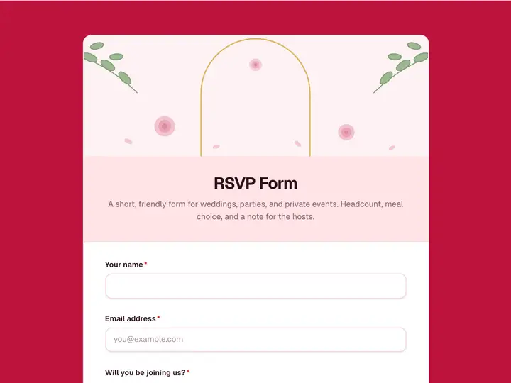 RSVP Form template preview