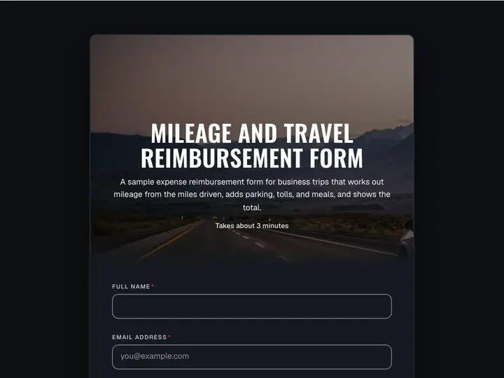 Mileage and Travel Reimbursement Form template preview
