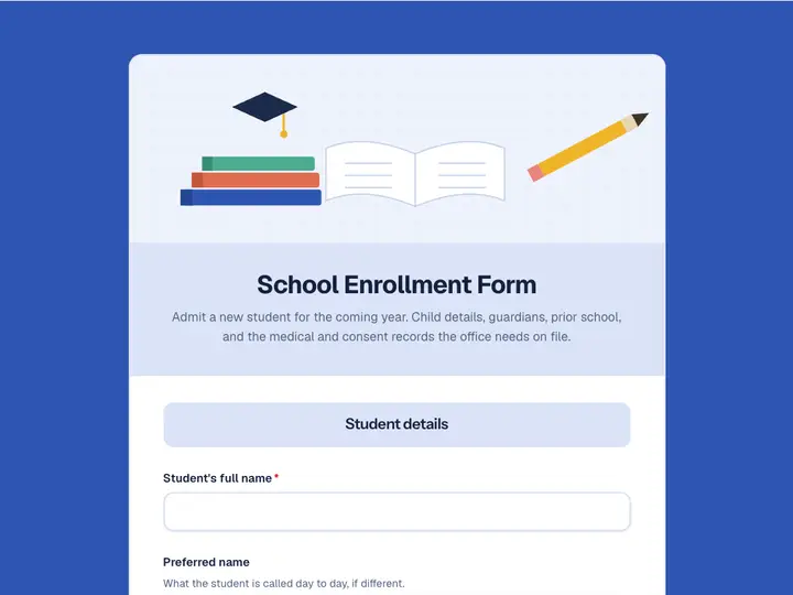 School Enrollment Form template preview