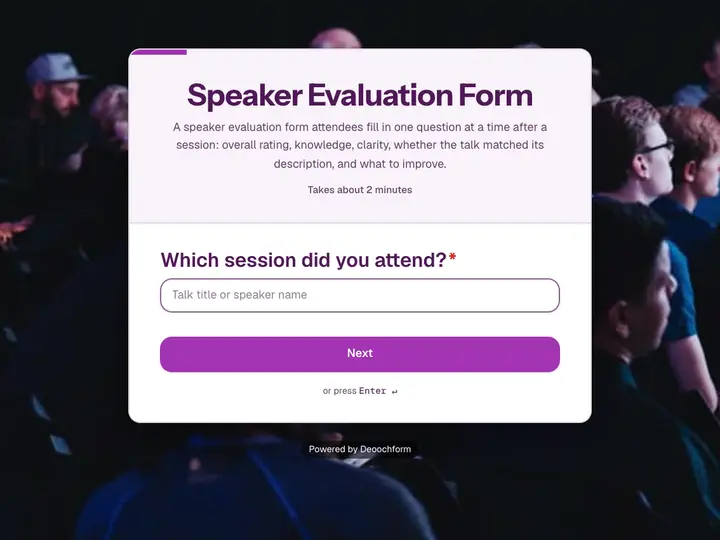 Speaker Evaluation Form template preview