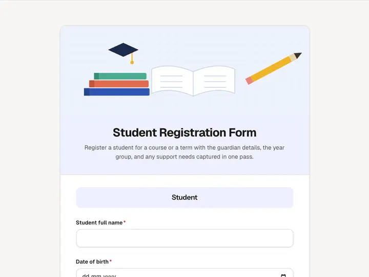 Student Registration Form template preview