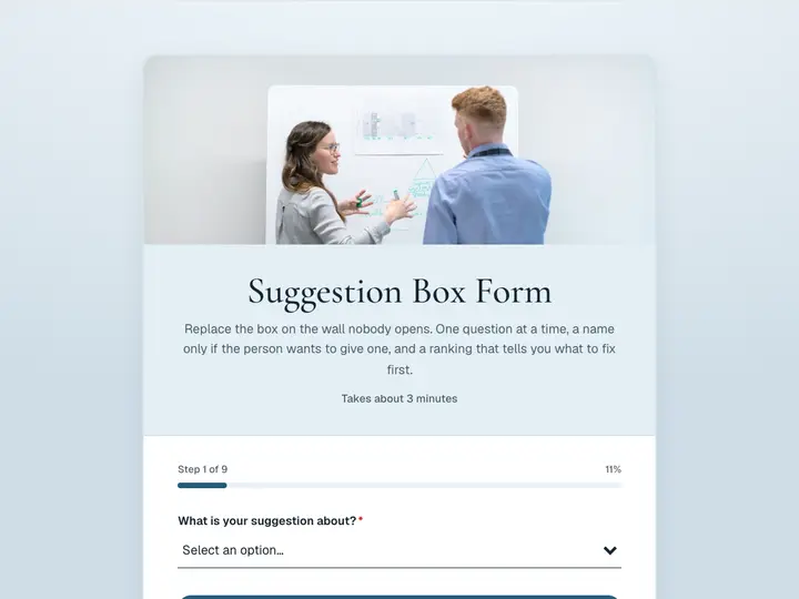 Suggestion Box Form template preview