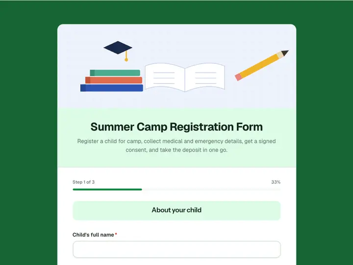 Summer Camp Registration Form template preview