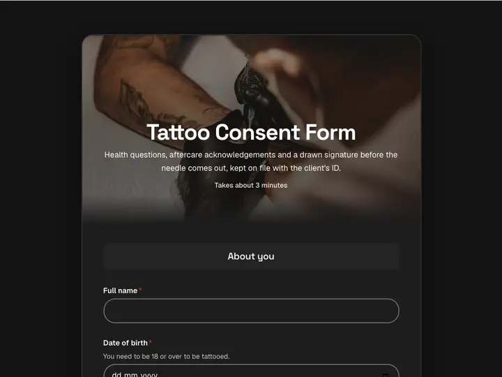 Tattoo Consent Form template preview