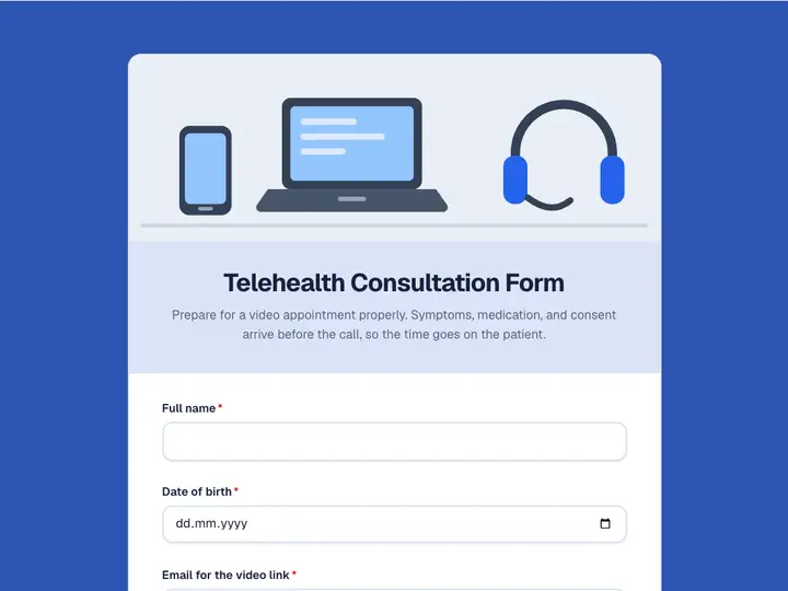 Telehealth Consultation Form template preview