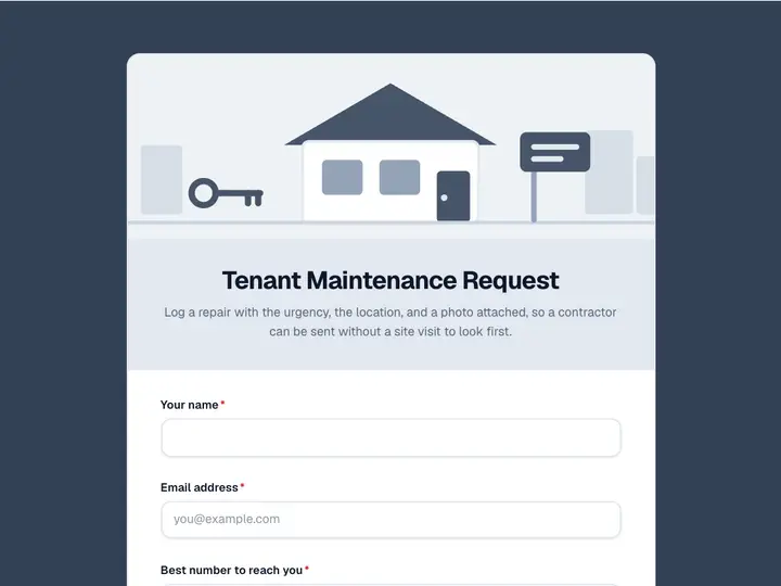 Tenant Maintenance Request template preview