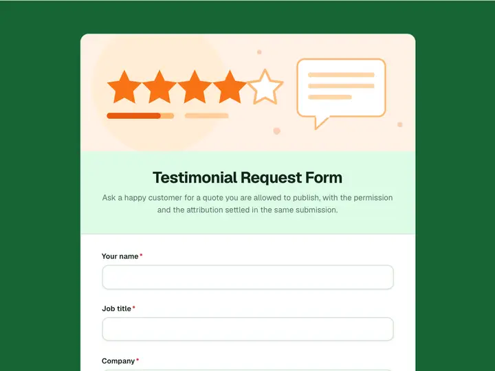 Testimonial Request Form template preview