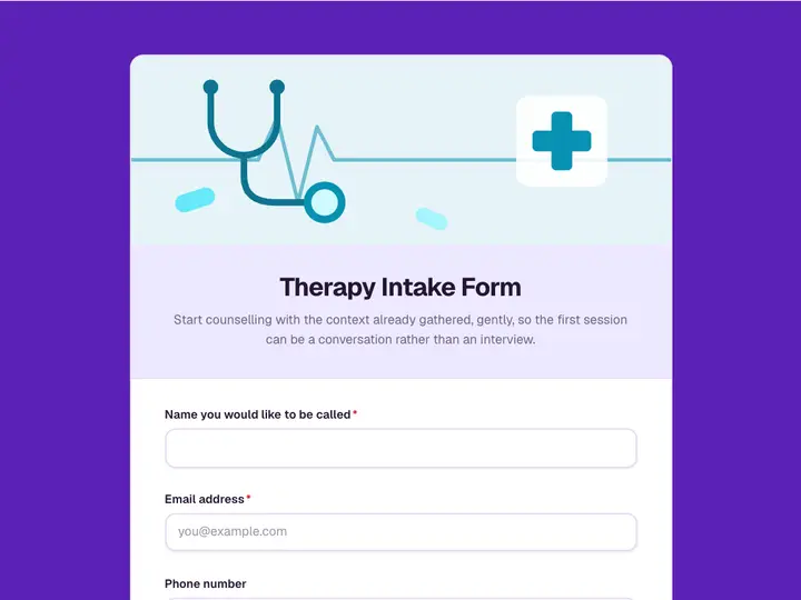 Therapy Intake Form template preview