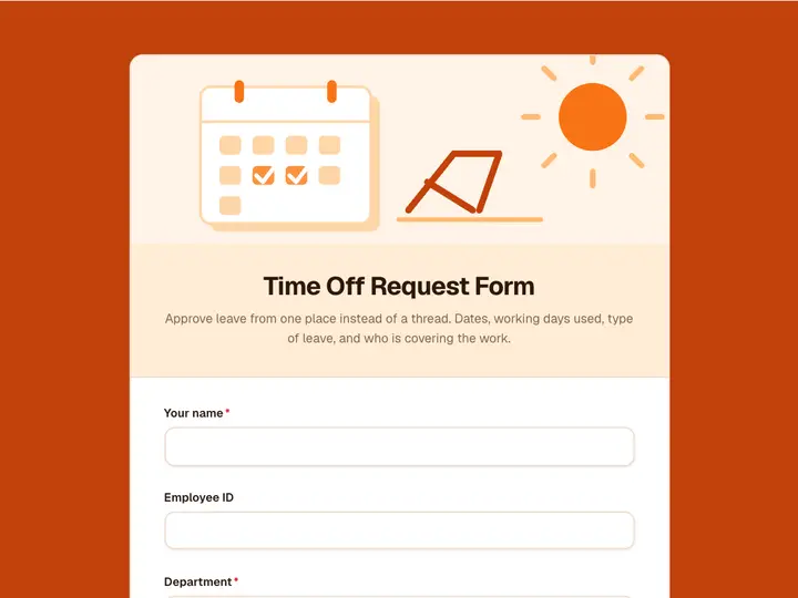 Time Off Request Form template preview