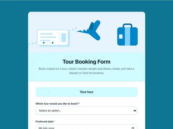 Tour Booking Form template preview
