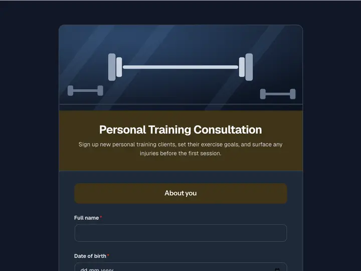 Personal Training Consultation template preview