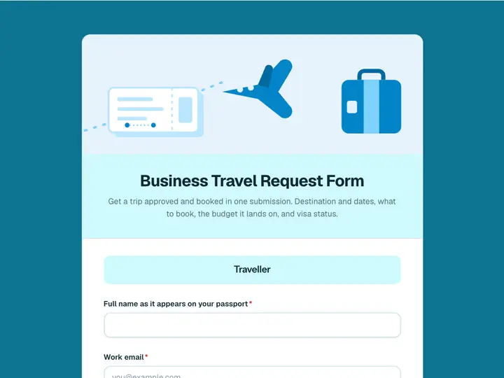 Business Travel Request Form template preview