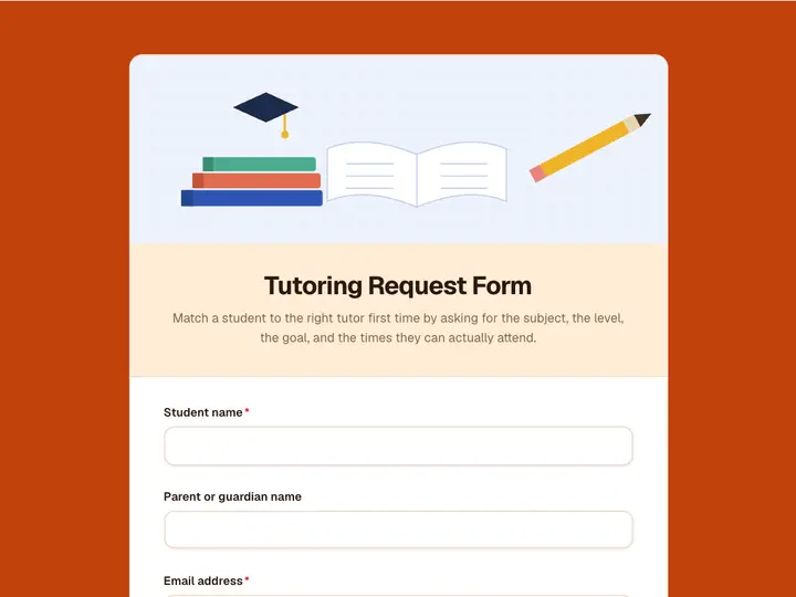 Tutoring Request Form template preview
