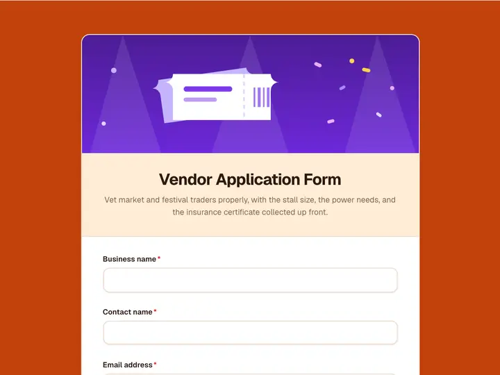 Vendor Application Form template preview