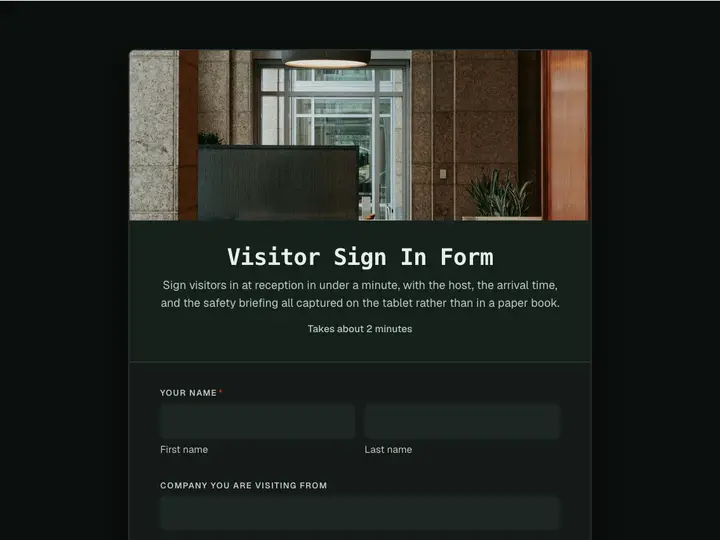 Visitor Sign In Form template preview