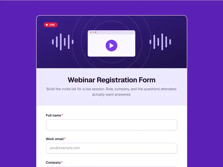 Webinar Registration Form template preview