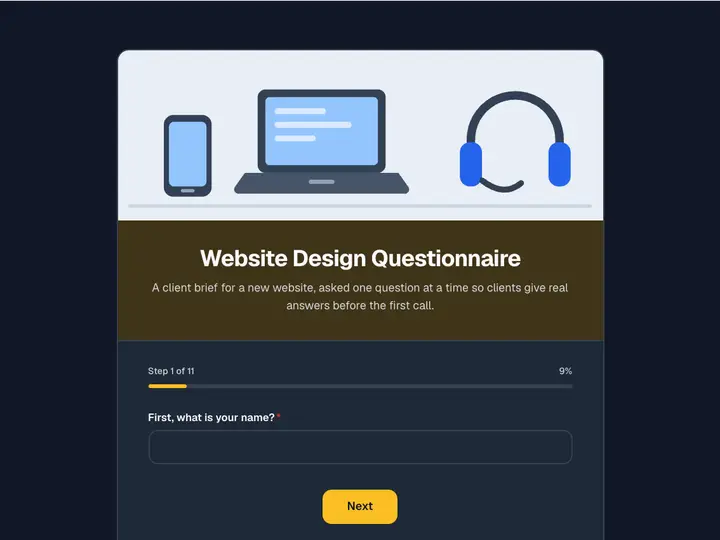 Website Design Questionnaire template preview