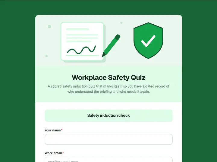 Workplace Safety Quiz template preview