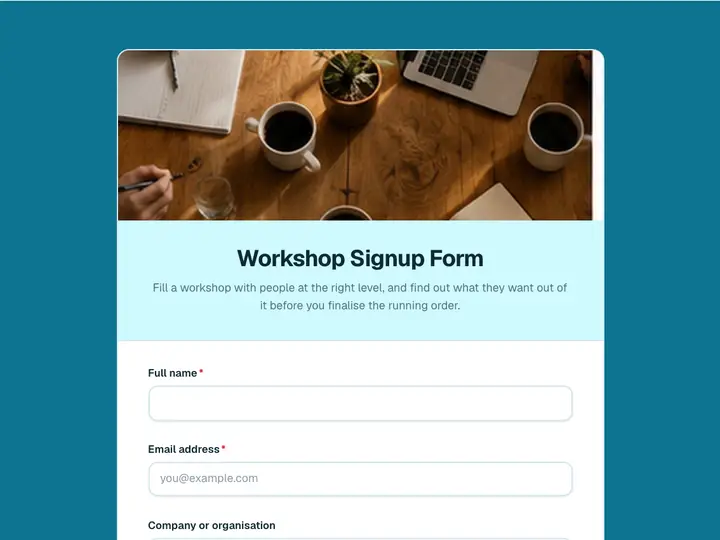 Workshop Signup Form template preview